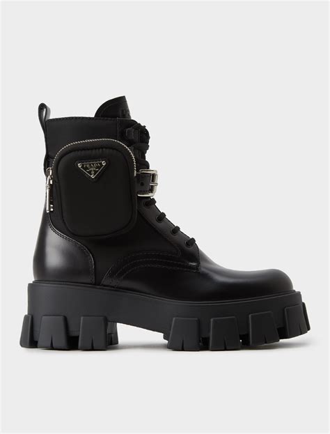 prada shoes with pouch|prada black chunky combat boots.